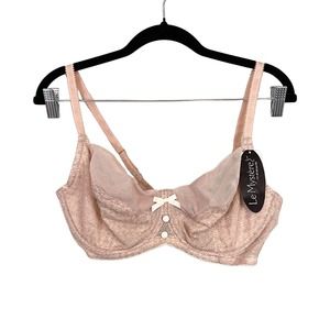 Le Mystere Women's Buff Ivory Mesh Lace Intimate Bra Size 36E NWT